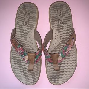 Sperry Sequin Leather Flip Flops Sz 8